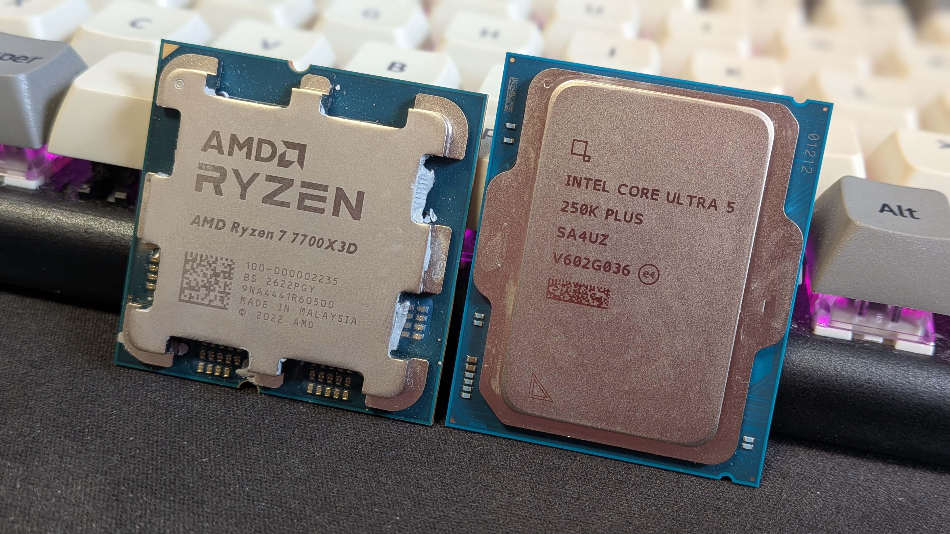 AMD Ryzen 7 7700X3D and Intel Core Ultra 5 250K Plus CPUs