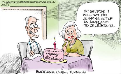 Editorial cartoon Barbara Bush Birthday