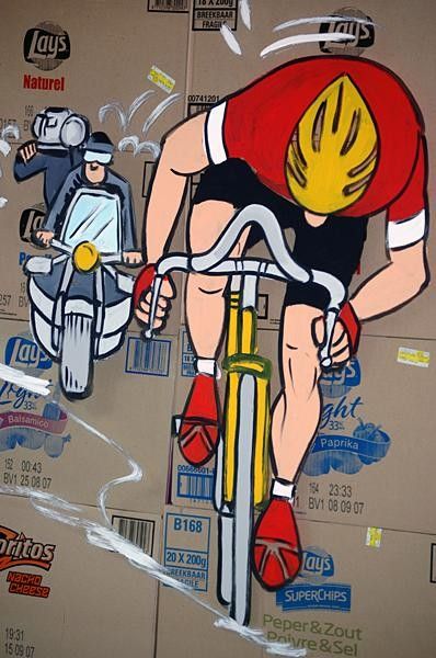 Paintings are all over Gent as the city awaits a Tom Boonen victory