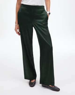 Madewell, Pull-On Straight Pants in Stretch Satin