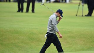 Jordan Spieth in the Valley of Sin after missing his putt at the 2015 Open at The Old Course, St Andrews