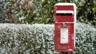 christmas letterbox in the snow