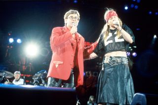 Anyway the wind blows... Elton and Axl duet for Freddie at Wembley in 1992