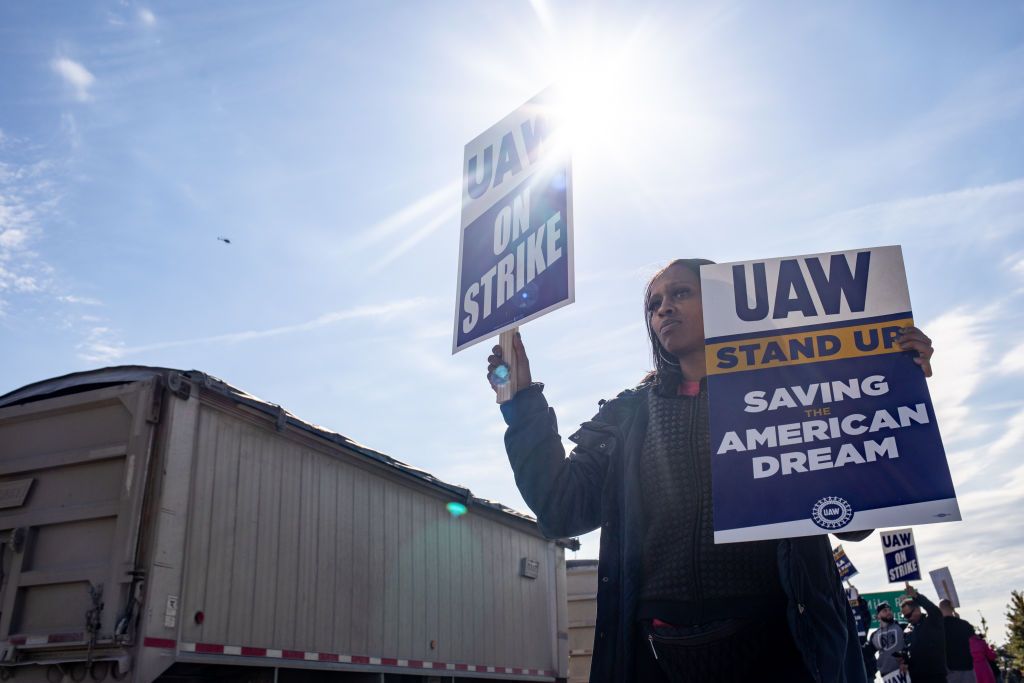 UAW member on picket line