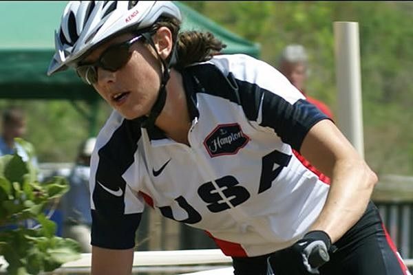 Mary rides away off the front.
