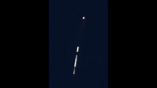 SpaceX's Crew Dragon capsule separates from the Falcon 9 rocket, which was intentionally destroyed as part of the in-flight abort test. 