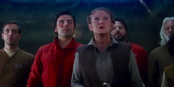 Leia Organa and Poe Dameron in Star Wars: The Force Awakens