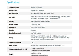 Intel Core i7-10750H Specifications