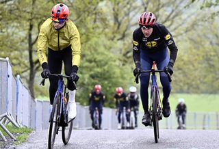 Skjelmose (left) rode up La Redoute on Thursday as part of Lidl-trek's Liège recon