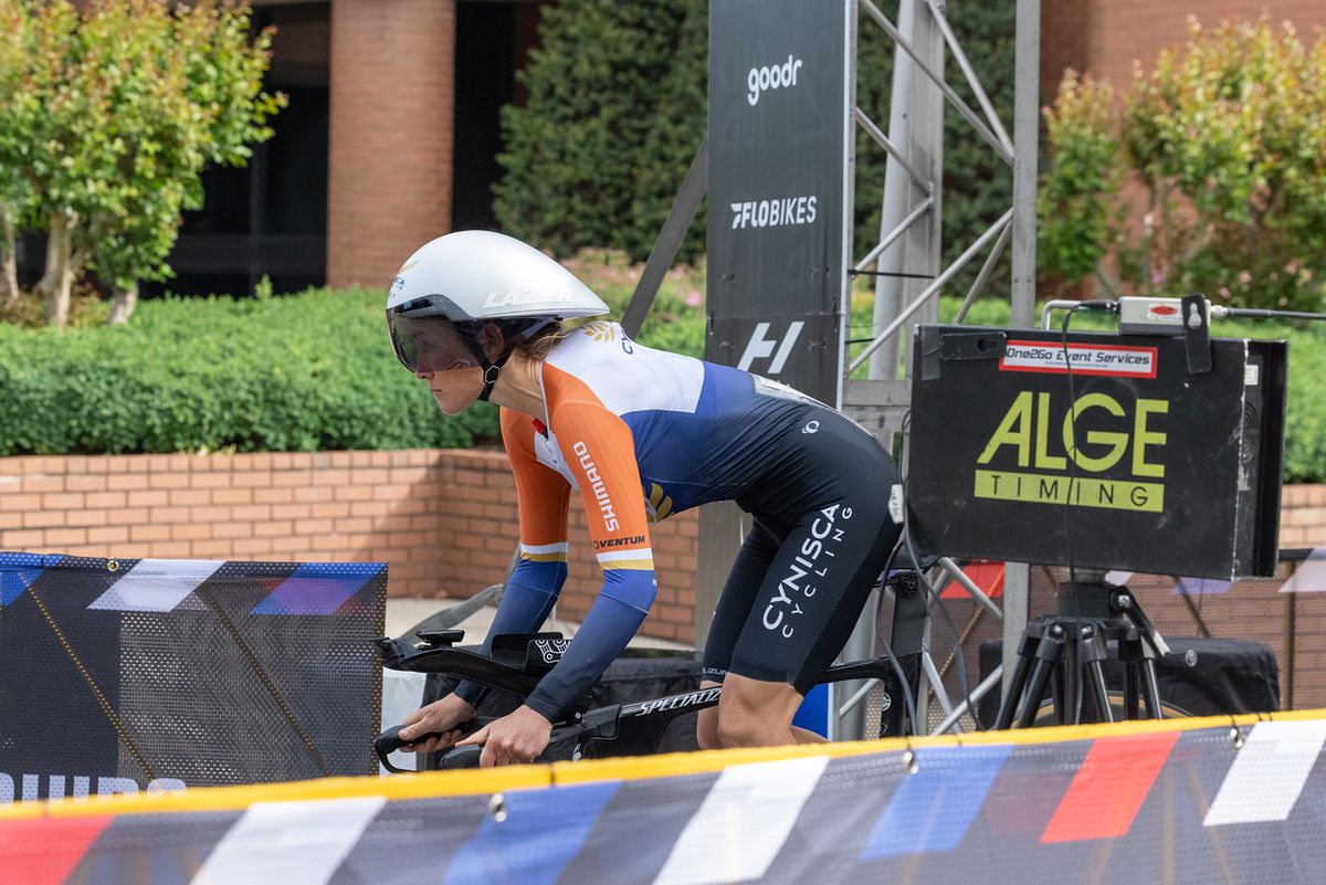 Lauren Stephens (Cynisca Cycling) rides to fifth place in the ITT