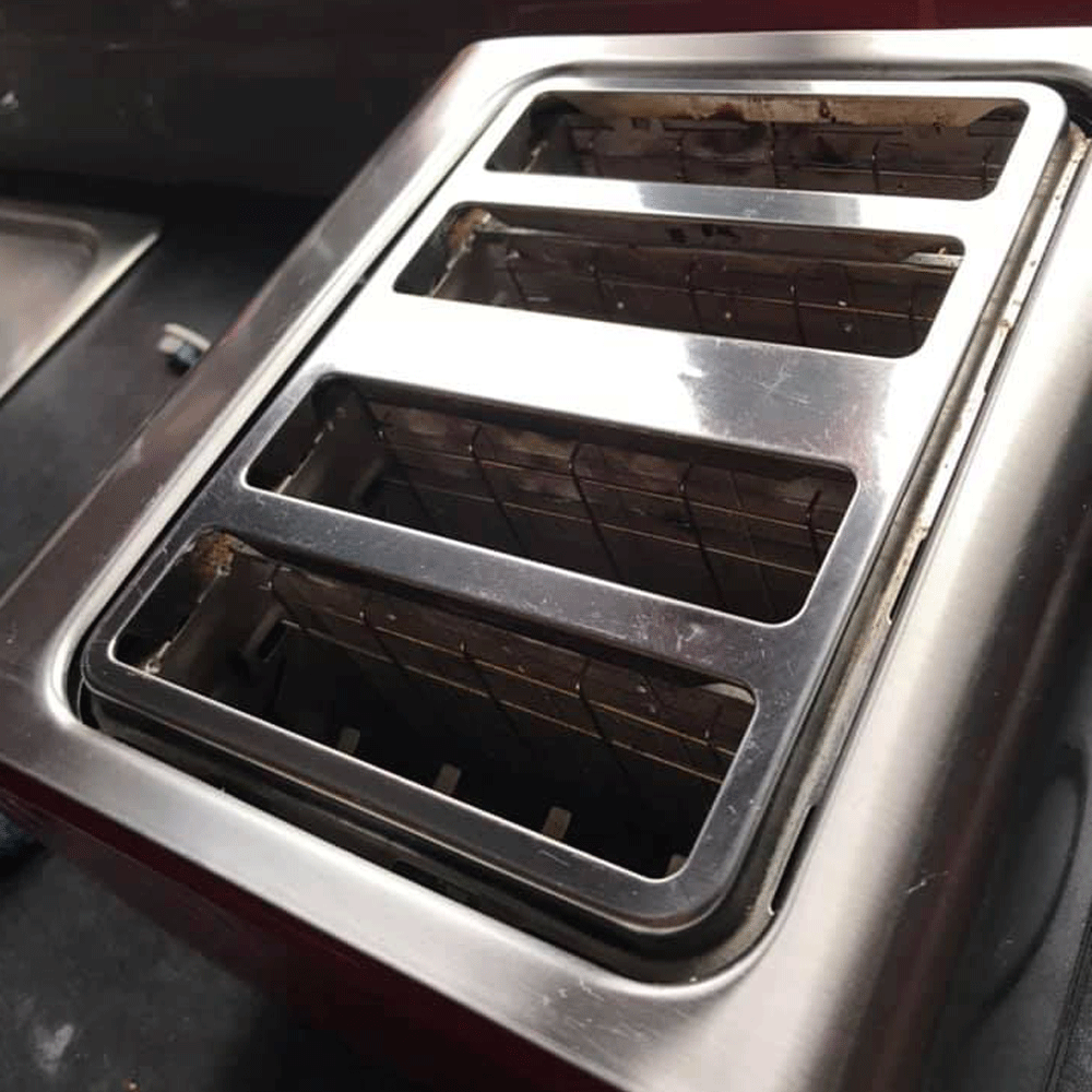 stainless steel toaster after cleaning