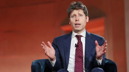 OpenAI CEO Sam Altman pictured during a presentation at the 2026 BlackRock Infrastructure Summit in Washington DC.