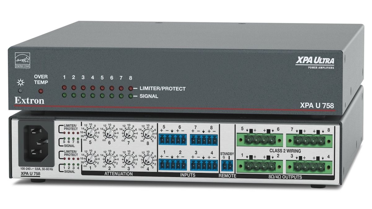 Extron Electronics has introduced the XPA U 758, an eight-channel half-rack amplifier.