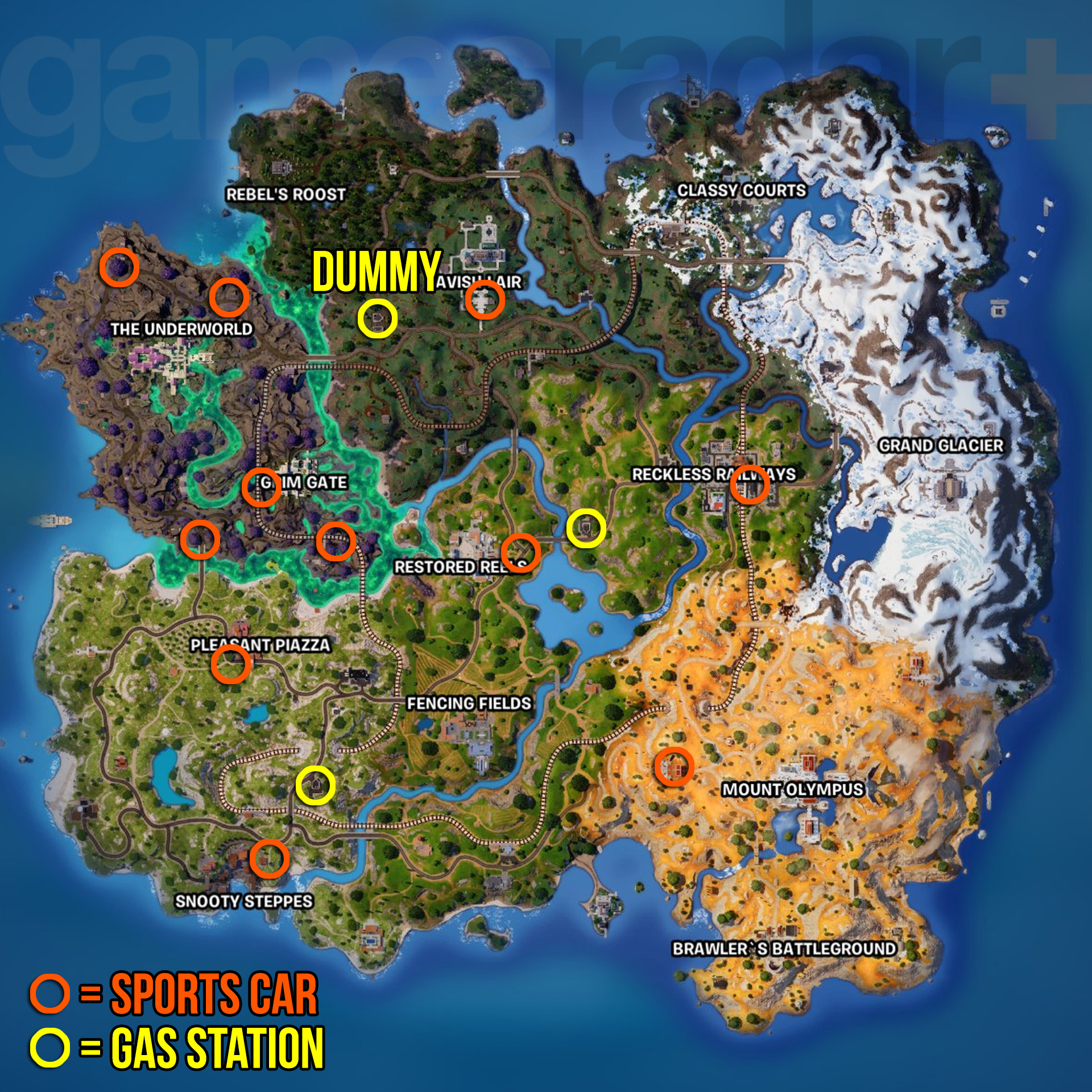 Fortnite Sports Cars locations map