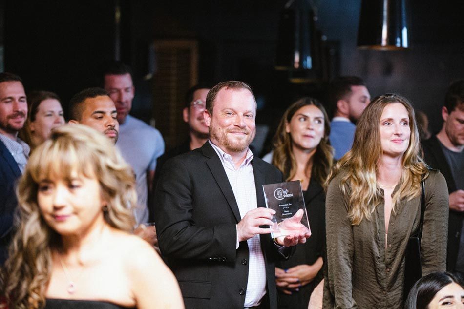 Campfire Studios CEO Ross Dinerstein with his 40 Under 40 trophy.