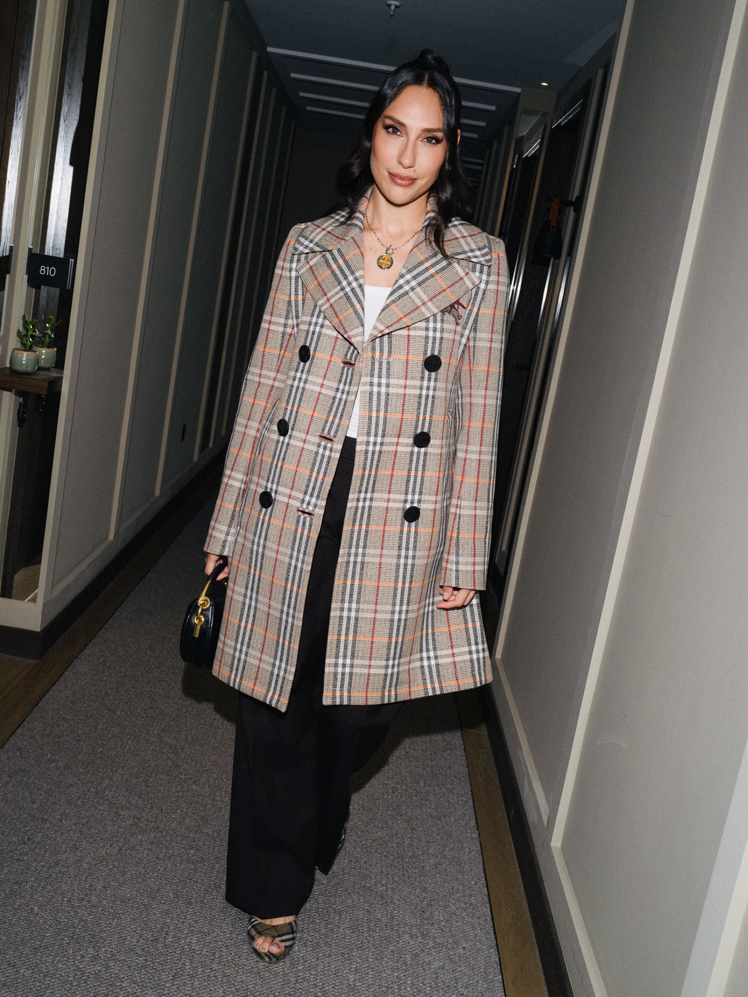 Tefi Pessoa getting ready to attend the Burberry Spring 2026 runway show