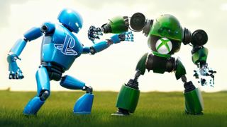 Xbox robot fighting PlayStation robot