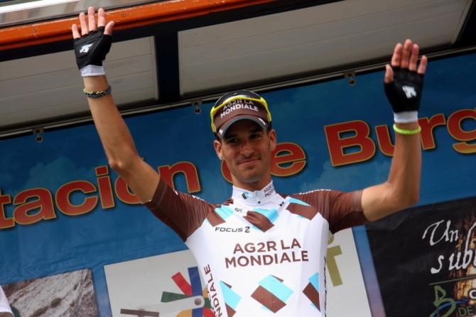 Lloyd Mondory (Ag2r) salutes from the podium