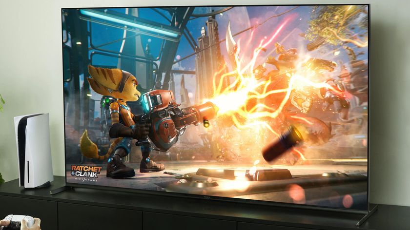 Ratchet &amp; Clank being played on a PS5 and a Sony Bravia gaming TV one of the best TVs for gaming