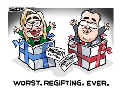 Political cartoon 2016 Bush Clinton