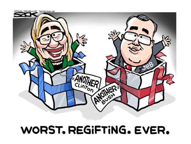 Political cartoon 2016 Bush Clinton