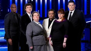 The six Chasers from 'The Chase': Shaun ‘The Barrister’ Wallace, Darragh “The Menace” Ennis, Anne “The Governess” Hegerty, Paul ‘'The Sinnerman'’ Sinha, Jenny ‘The Vixen’ Ryan and Mark ‘The Beast’ Labbett (L-R)