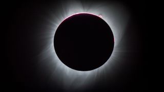 USA, Oregon, Mount Hood National Forest, View of solar corona during total solar eclipse on August 21, 2017