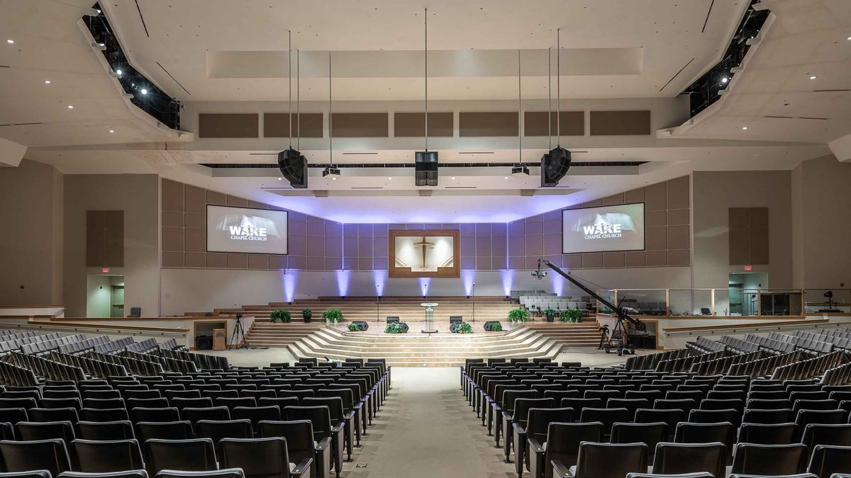 Inside the 3,000-set sanctuary at Wake Chapel Church.