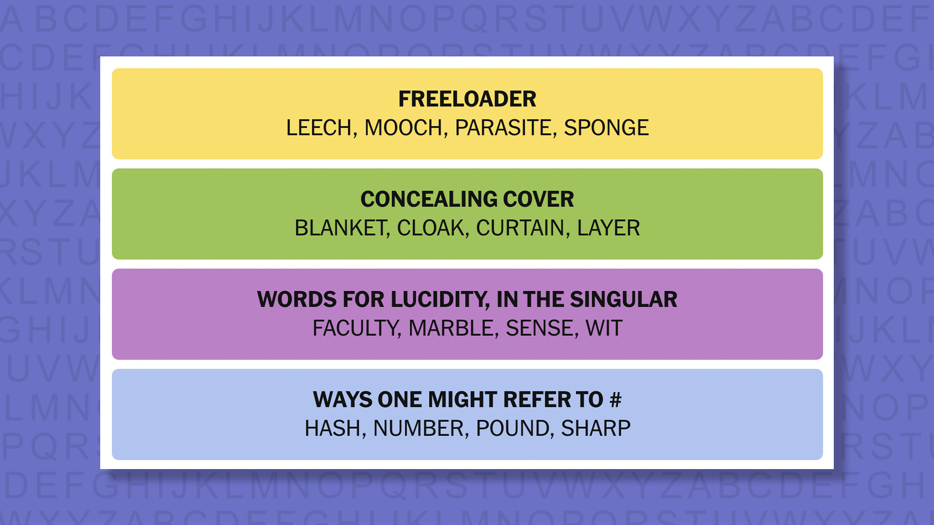 NYT Connections answers for game 999 on a purple background