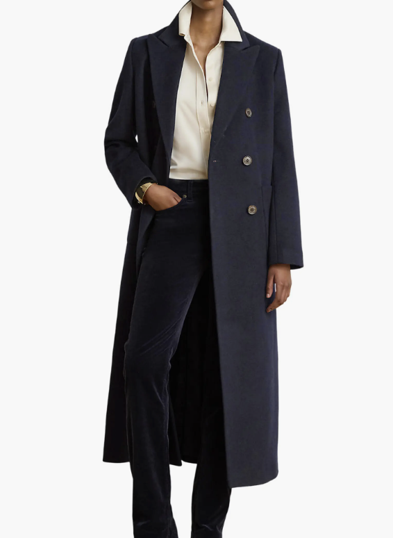 Lauren Ralph Lauren, Double Breasted Longline Wool Blend Coat (Was $340)
