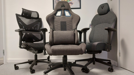 Gaming chairs photographed in an office environment.