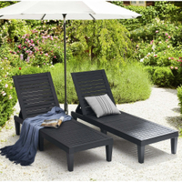 Hearth and Harbor Set of 2 Chaise Outdoor Lounge Chairs