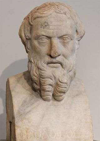 a bust of greek traveler Herodotus