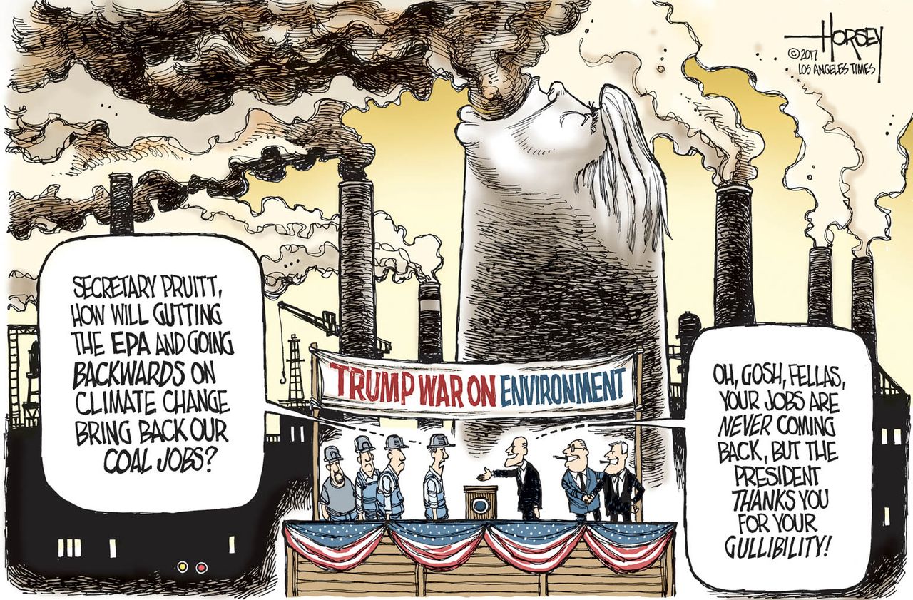 Political Cartoon U.S. Scott Pruitt Energy Secretary Scott Pruitt coal mining jobs unemployed