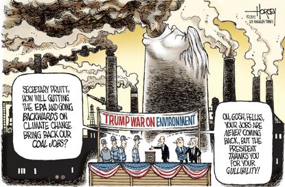 Political Cartoon U.S. Scott Pruitt Energy Secretary Scott Pruitt coal mining jobs unemployed