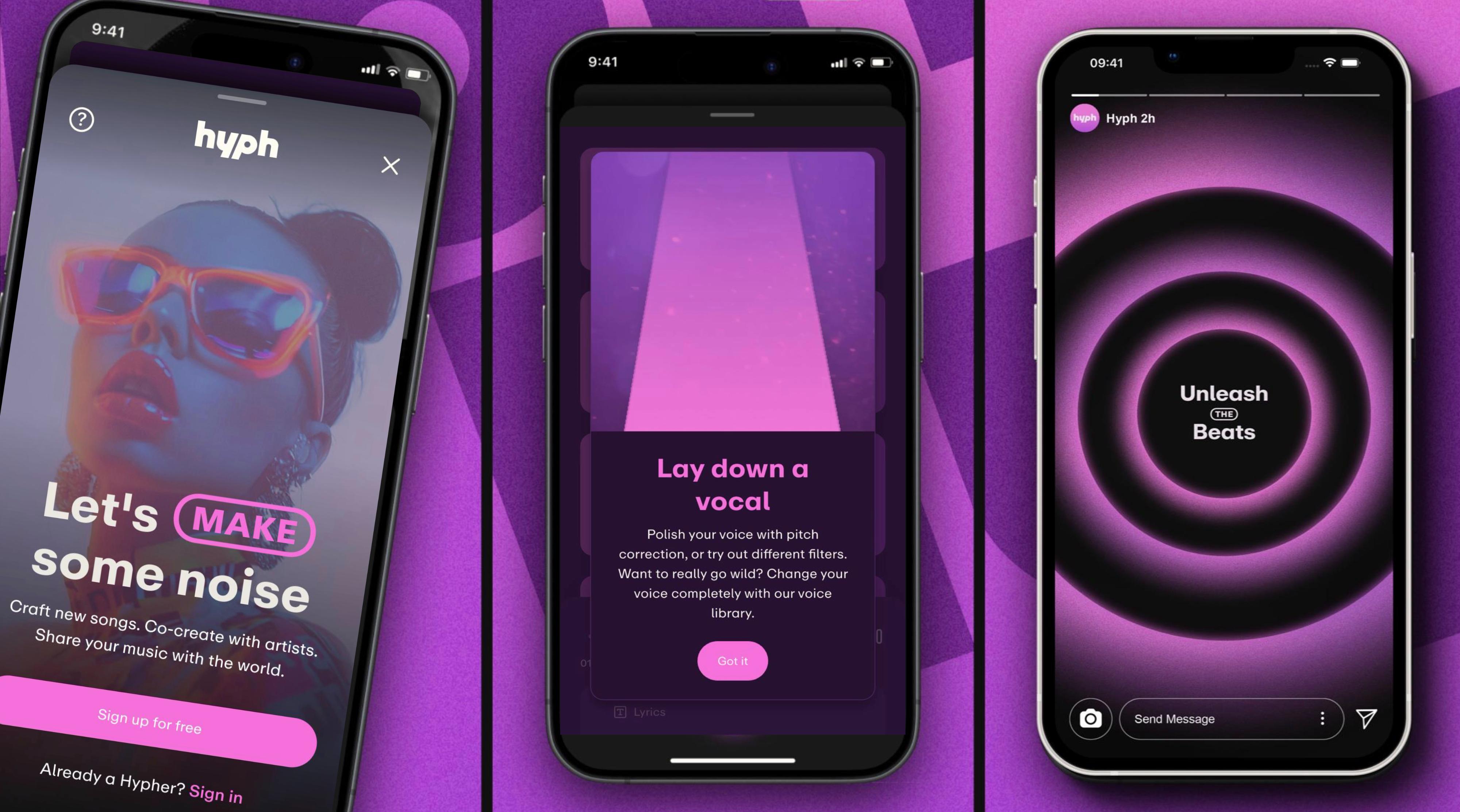 phone screens with Hyph branding in it