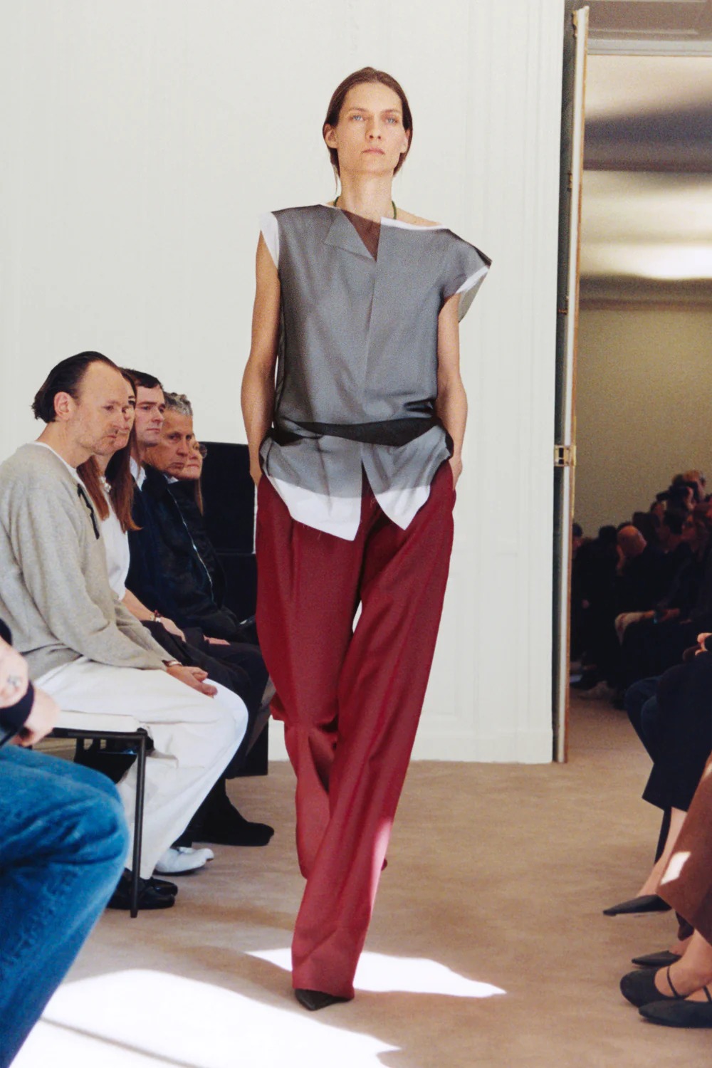 The Row model walks the Winter 2026 runway during Paris Fashion Week