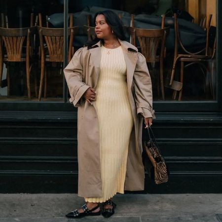 woman wears yellow maxi dress in a smart workwear outfit