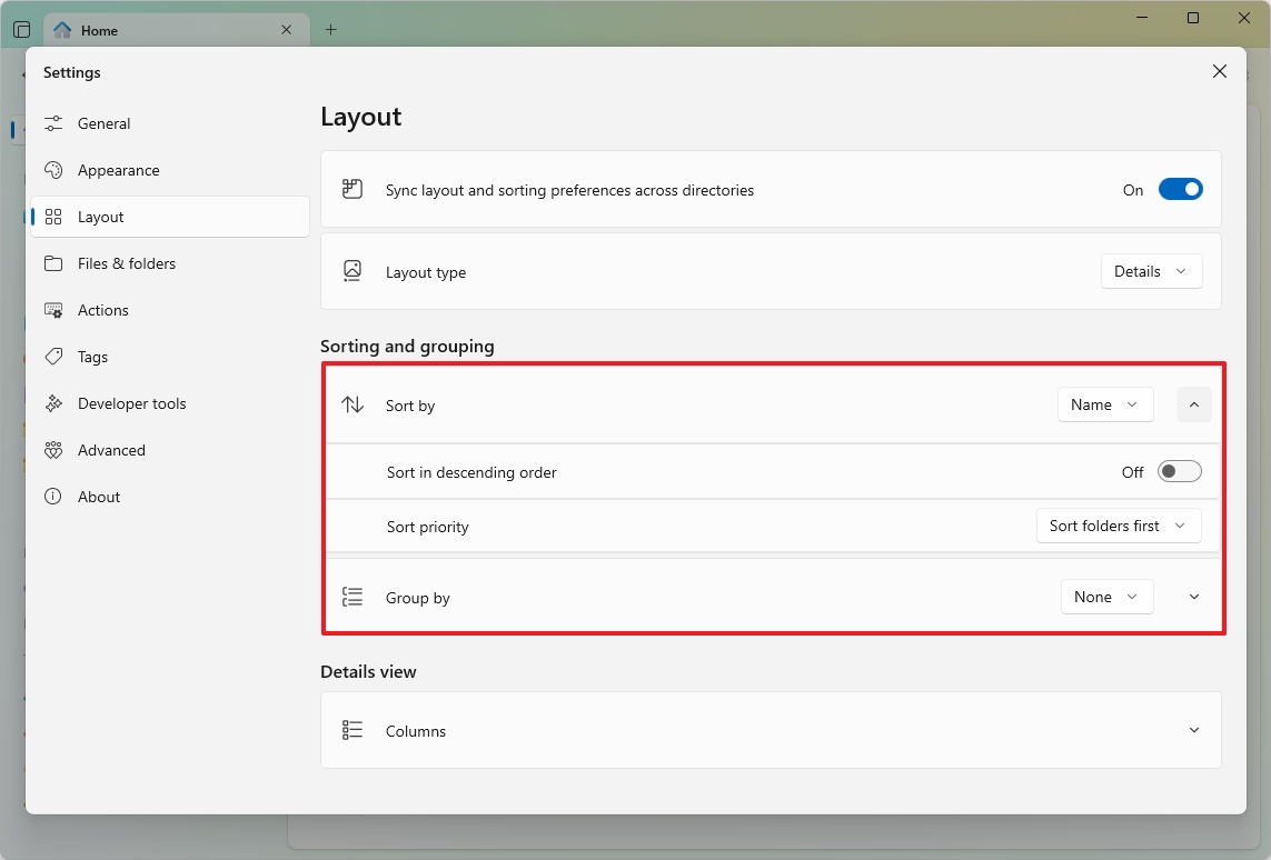 Files sorting and grouping