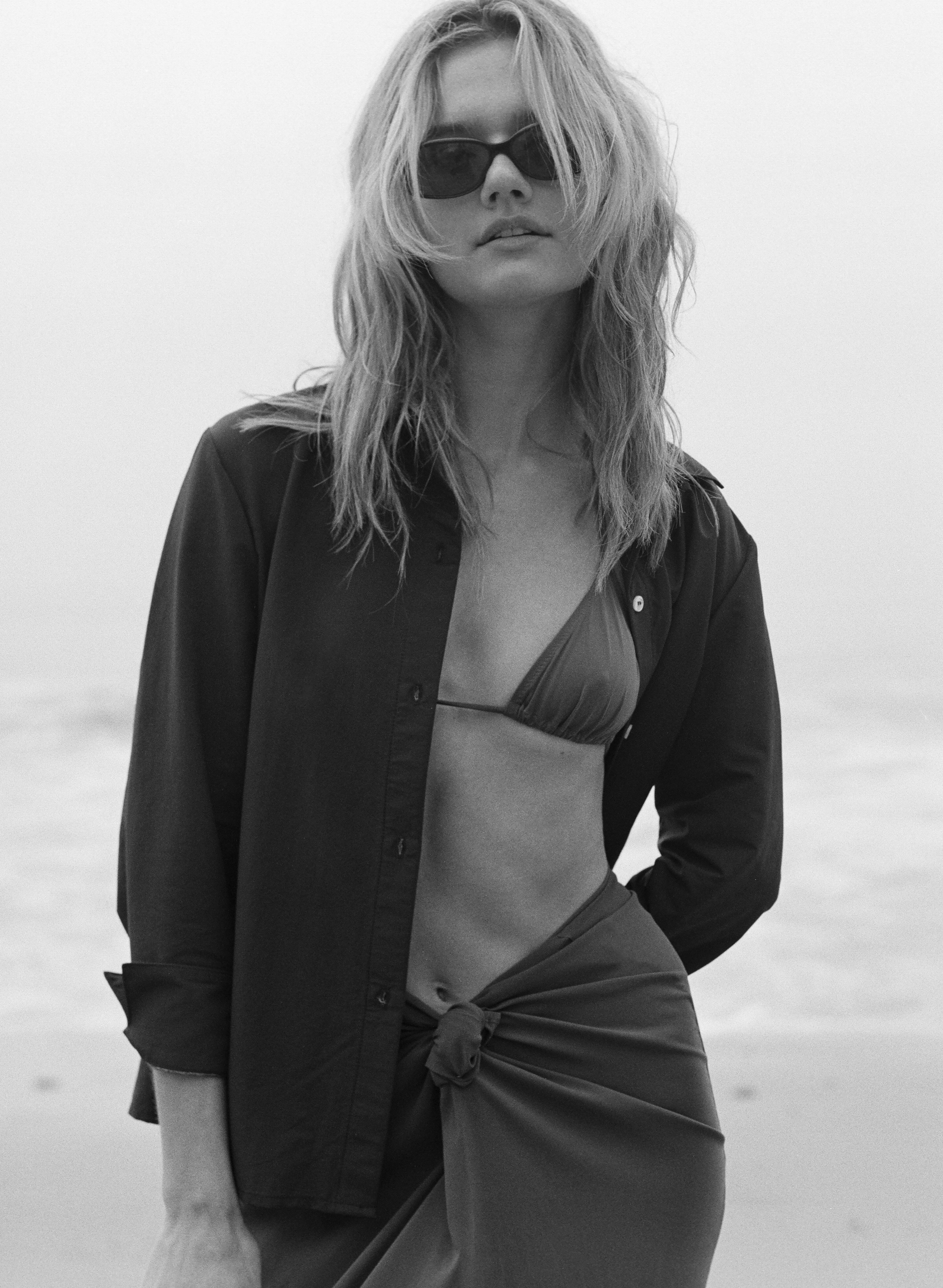 A model wears Claudent's sun-protectant clothing