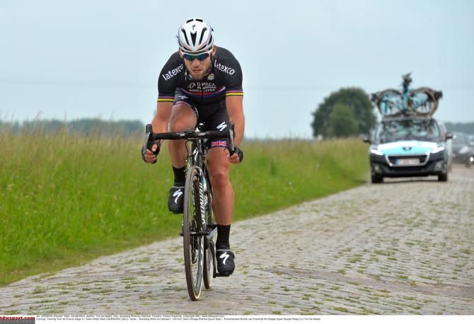 Mark Cavendish (Omega Pharma-Quick Step) getting ready for the Tour's cobbles