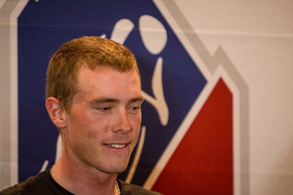 Rohan Dennis (BMC) all smiles at Sunday's USA Pro Challenge press conference.