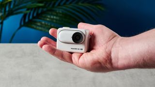 A photo of the Insta360 Go 3S in hand.