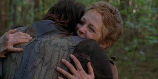 Daryl and Carol hugging after Terminus in The Walking Dead.