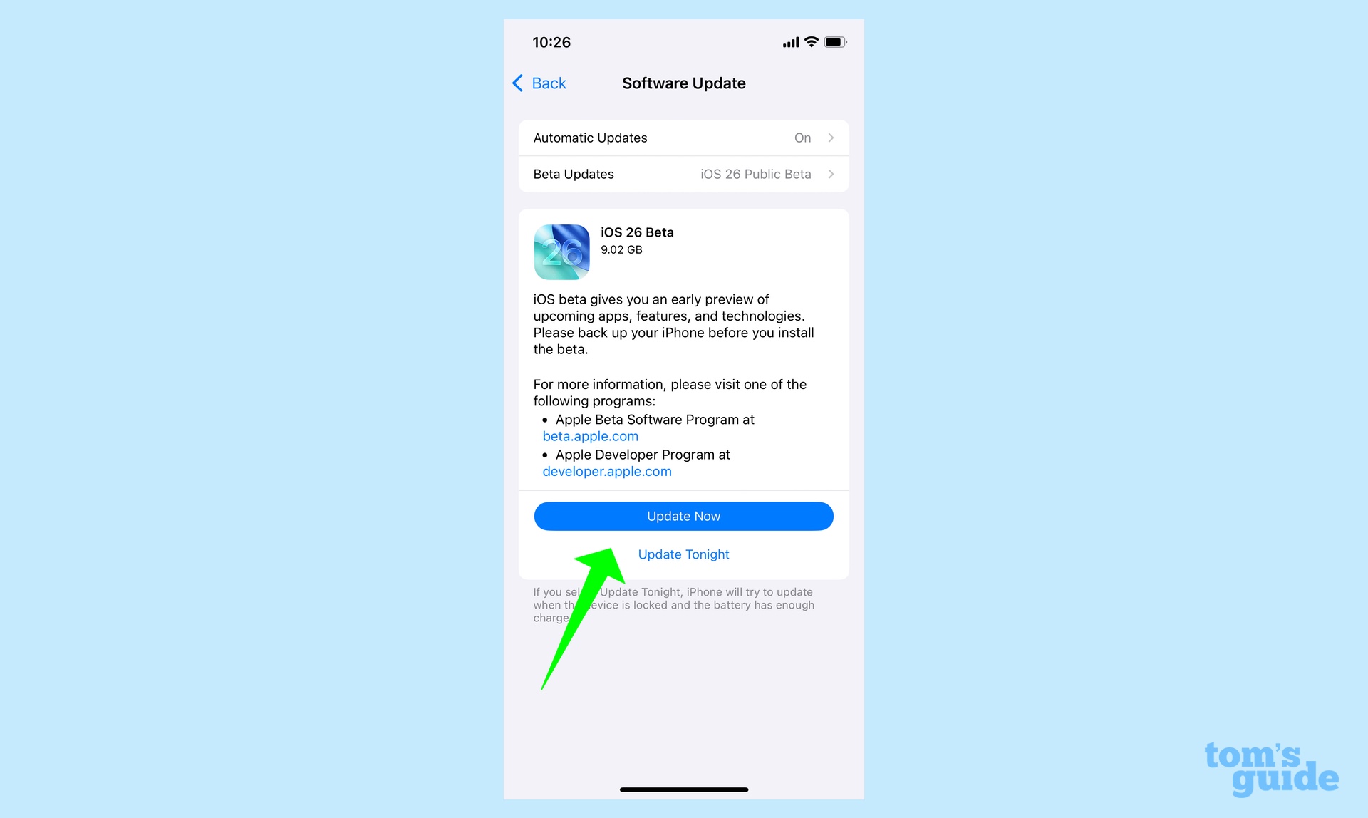 download public beta for iOS 26