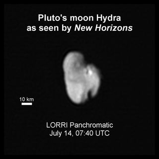 Pluto’s moon Hydra, as seen by NASA’s New Horizons spacecraft on July 14, 2015.