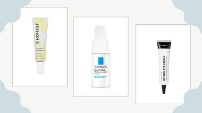 A collage of the three best drugstore eye creams.