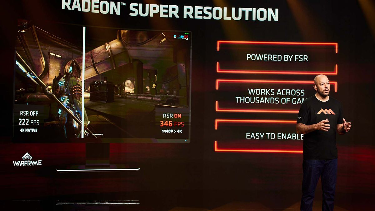 AMD&#039;s Frank Azor on stage at CES 2022