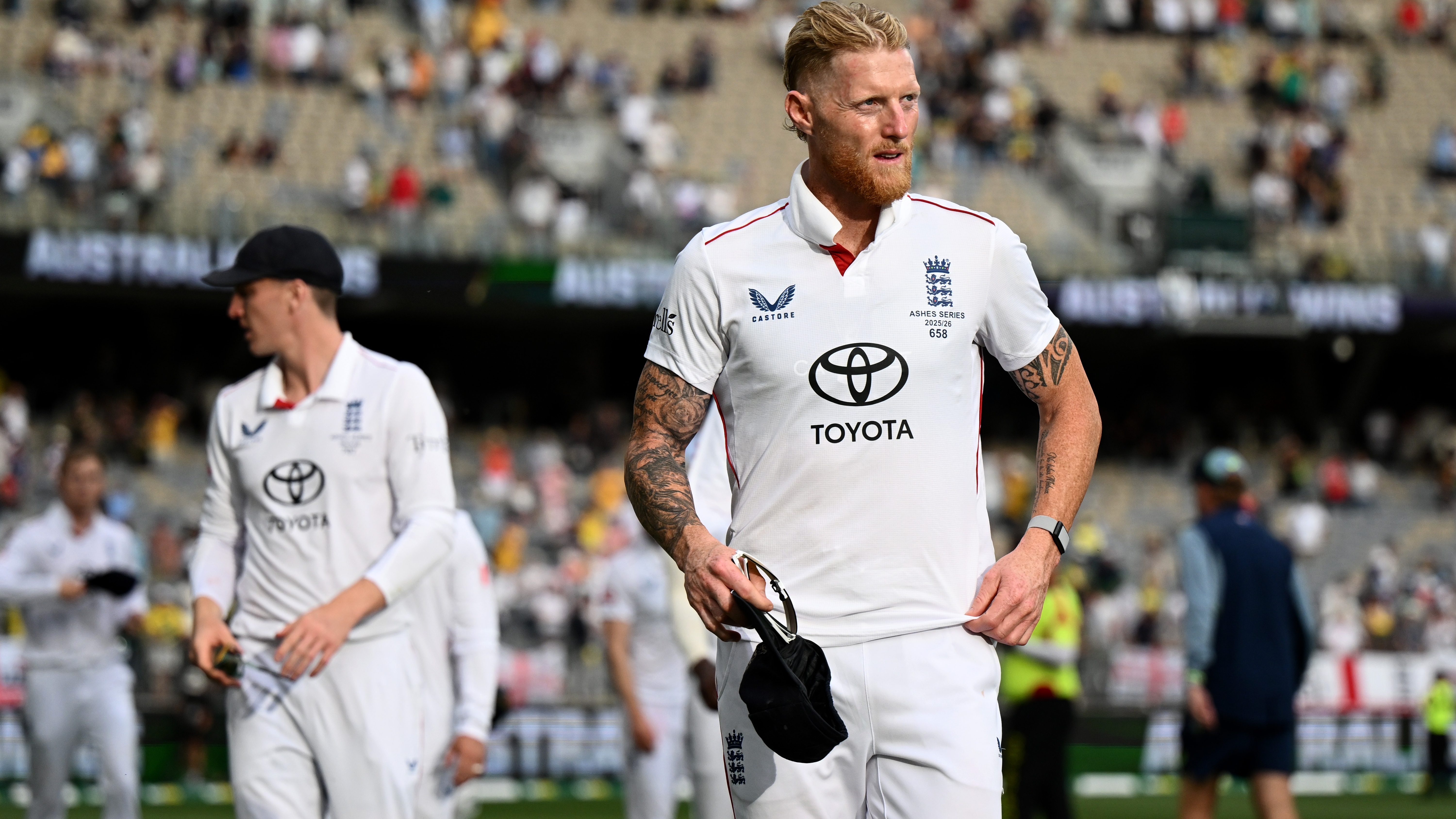 Ben Stokes leaving the field after England lost the first Test of the 2025/26 Ashes against Australia. 