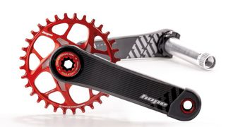 Hope Carbon crankset with Red chainring